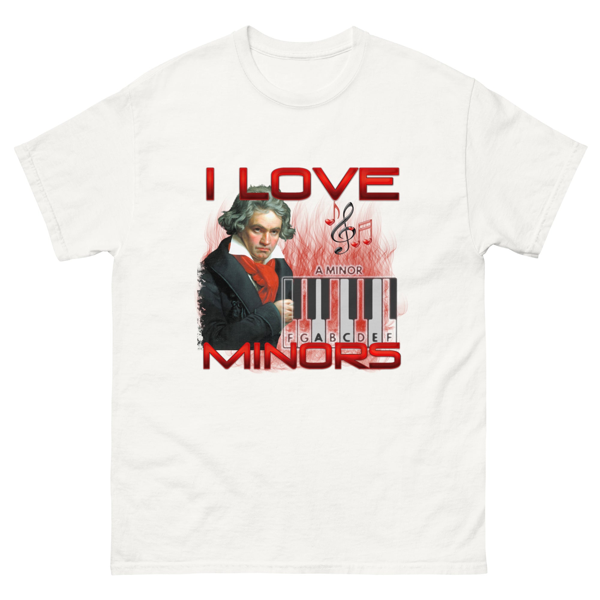 I Love Minors Beethoven funny meme shirt white front