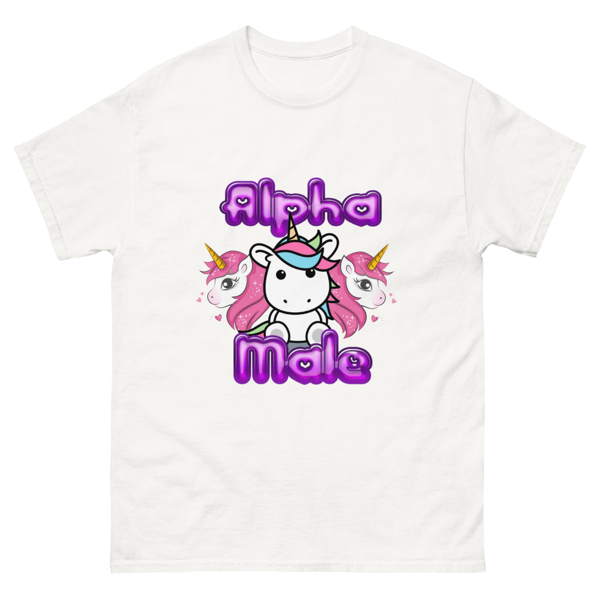 Alpha Male Unicorn funny ironic shirt white front