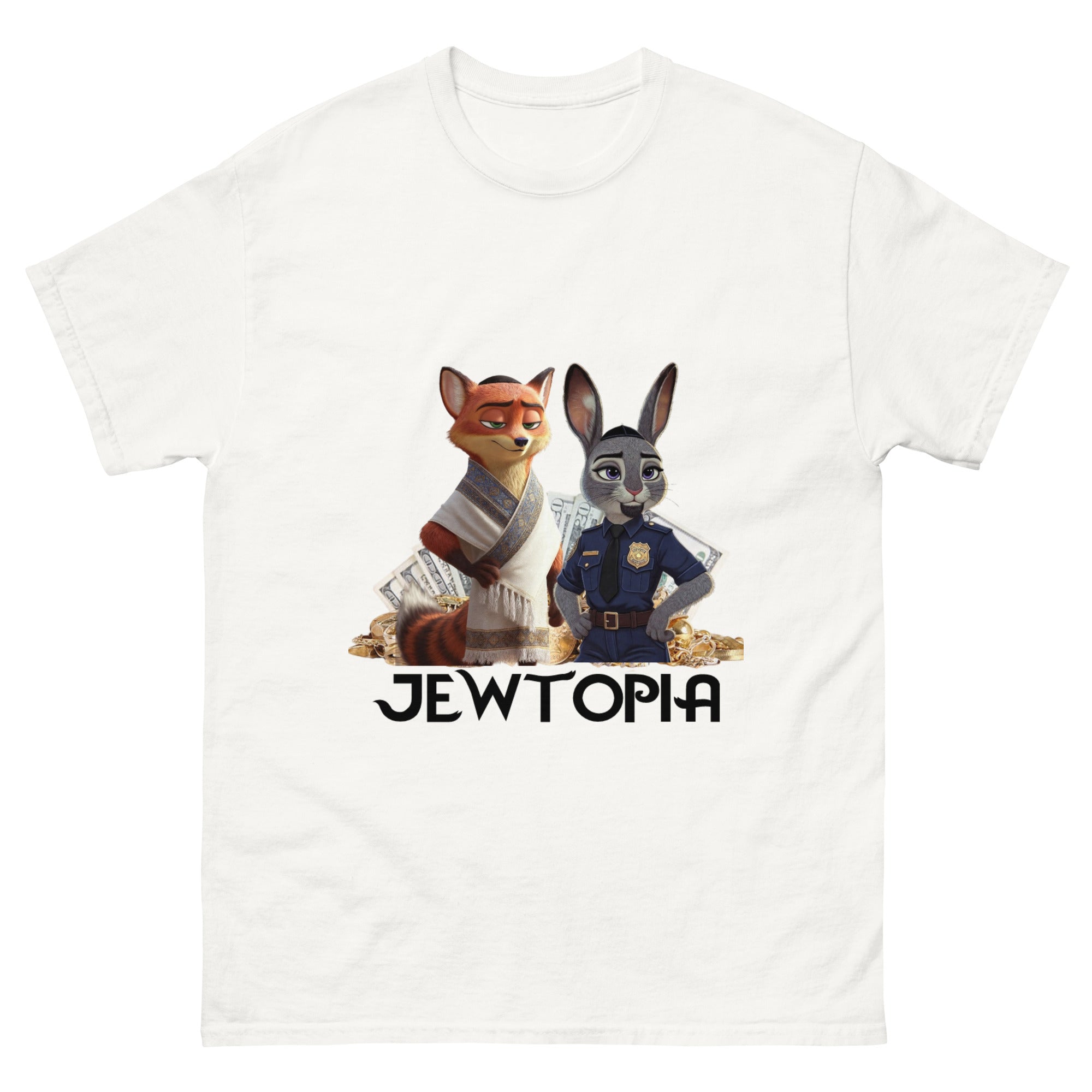 Jewtopia Zootopia parody dark humor shirt two Zootopia characters white front